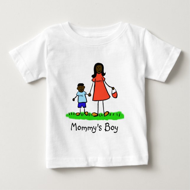 Mommy's Boy Mother and Son Custom Family Art Shirt (Front)