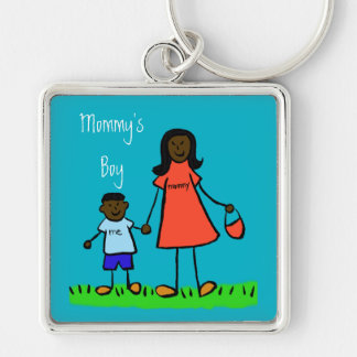 Mommy's Boy Mother and Son Custom Family Keychain