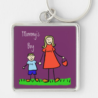 Mommy's Boy Mother and Son Custom Family Keychain