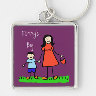 Mommy's Boy Mother and Son Custom Family Keychain