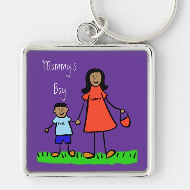 Mommy's Boy Mother and Son Custom Family Keychain (Front)