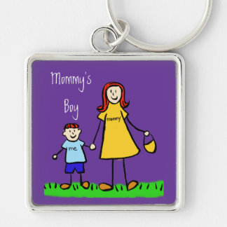 Mommy's Boy Mother and Son Custom Family Keychain