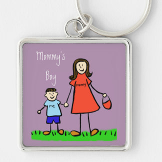 Mommy's Boy Mother and Son Custom Family Keychain