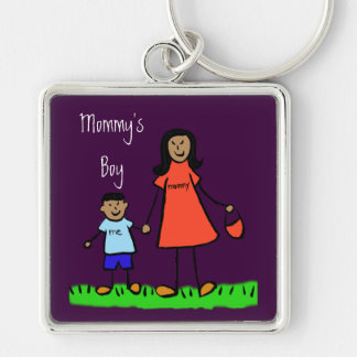 Mommy's Boy Mother and Son Custom Family Keychain