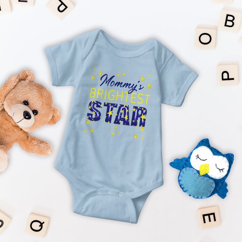Mommys Brightest Star Modern Typography Baby Bodysuit