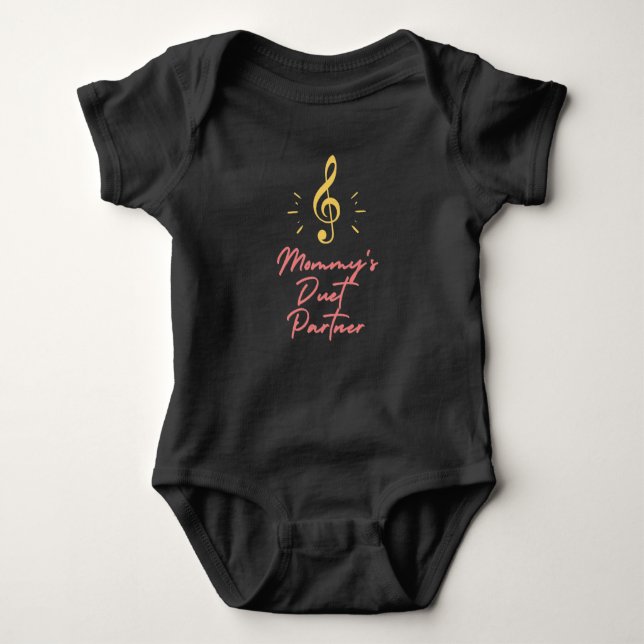 Mommy's Duet Partner Musician Treble Clef    Baby Bodysuit (Front)