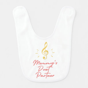 Mommy's Duet Partner Musician Treble Clef Baby T- Baby Bib