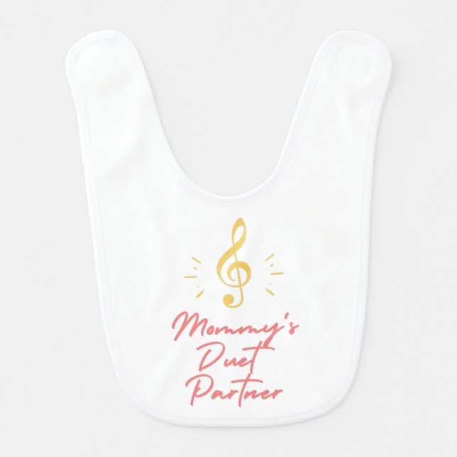Mommy's Duet Partner Musician Treble Clef  Baby T- Baby Bib (Front)