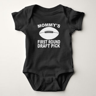 Mommy's First Round Draft Pick Football Baby Bodysuit