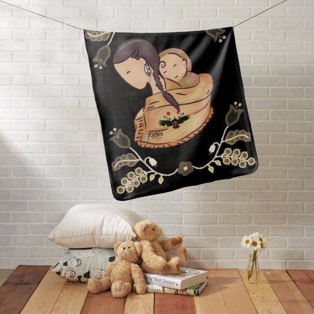 Mommys Girl Native Woman with Child Baby  Baby Blanket (In Situ)