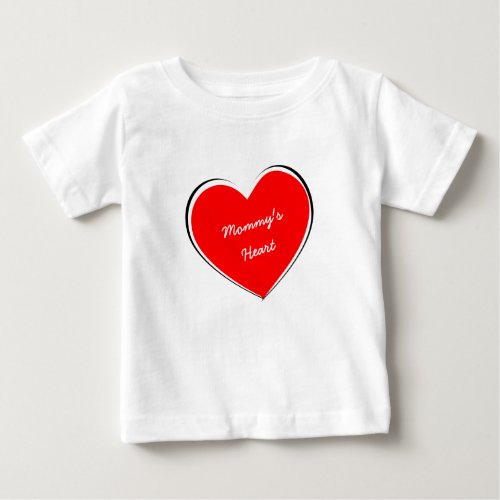 Mommys Heart Quote Red Heart Personalized Baby T_Shirt