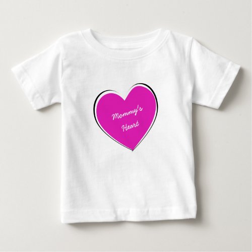 Mommys Heart White  Pink Personalized Baby T_Shirt