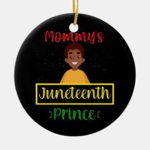 Mommy's Juneteenth Prince Black Boy Ceramic Ornament