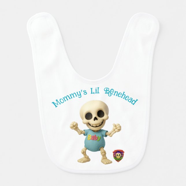 Mommy's Lil' Bonehead Baby Bib — Boy (Front)