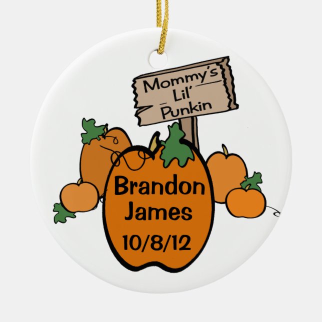Mommy's Lil' Punkin Ceramic Ornament (Front)