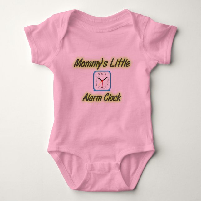 Mommy's Little Alarm Clock - Green Text Baby Bodysuit (Front)