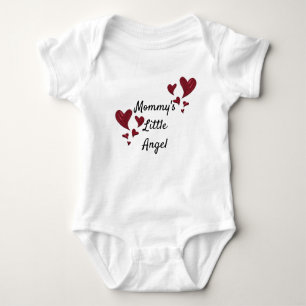 Mommy's Little Angel Bright Red Painted Hearts Baby Bodysuit