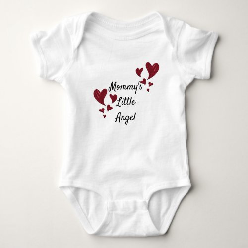 Mommys Little Angel Bright Red Painted Hearts Baby Bodysuit