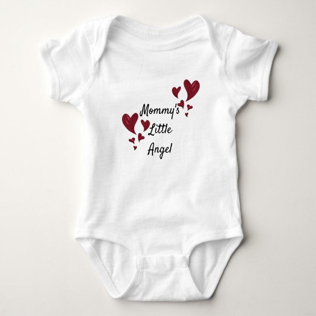 Mommy's Little Angel Bright Red Painted Hearts Baby Bodysuit (Front)