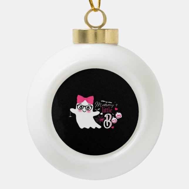 Mommys Little Boo Halloween Classic Design Ceramic Ball Christmas Ornament (Front)