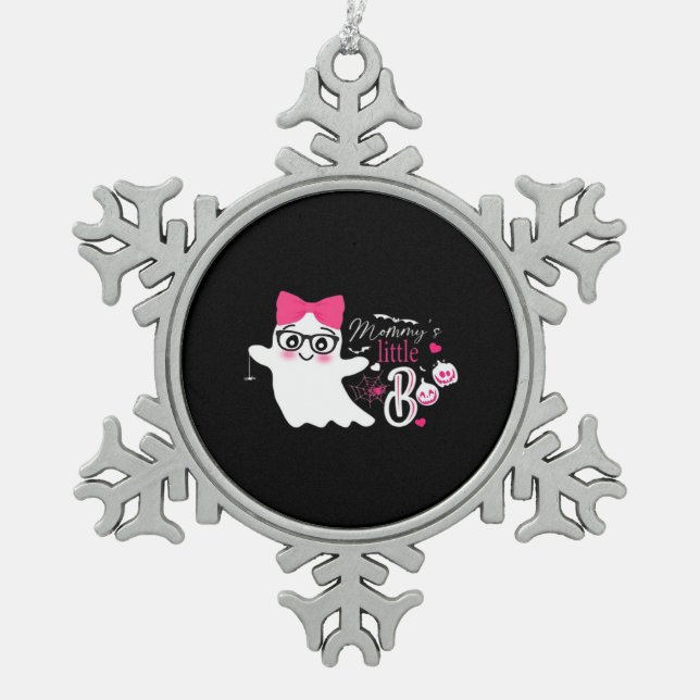 Mommys Little Boo Halloween Classic Design Snowflake Pewter Christmas Ornament (Front)