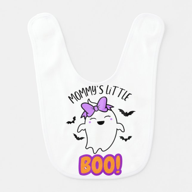 Mommy's Little Boo, mommy's girl, Cute Halloween  Baby Bib (Front)