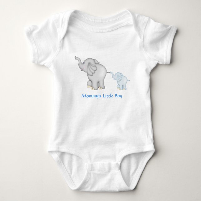 Mommy's Little Boy Elephant T-Shirt Baby Bodysuit (Front)