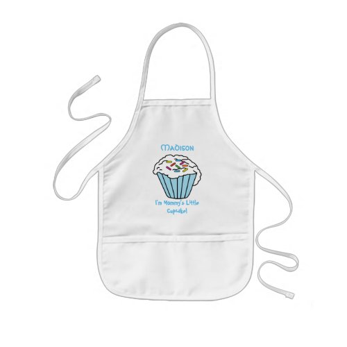 Mommys Little  Cupcake _ Blue Kids Apron