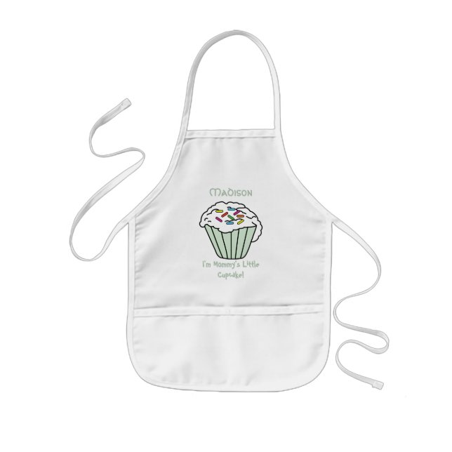 Mommy's Little 🧁 Cupcake - Green Kids' Apron (Front)