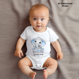 Mommy's Little Gentleman Cute Elephant Baby Bodysuit