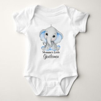 Mommy's Little Gentleman Cute Elephant Baby Bodysuit