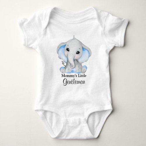 Mommys Little Gentleman Cute Elephant Baby Bodysuit