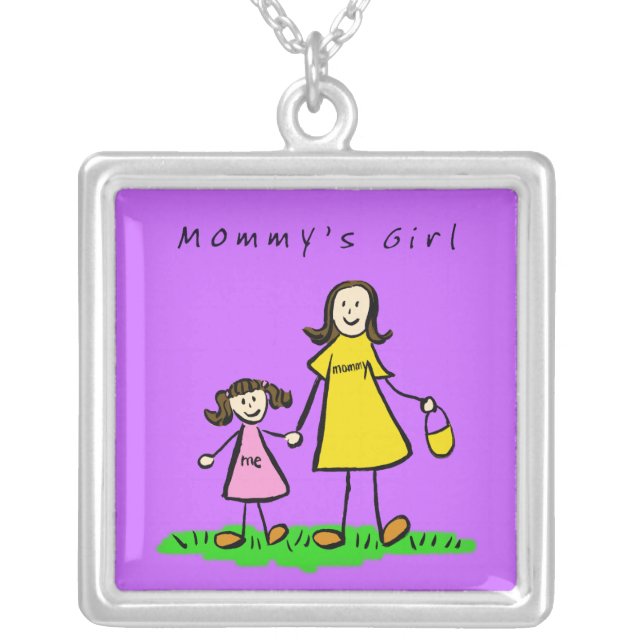 Mommy's Little Girl (Brunette) Necklace Pendant (Front)