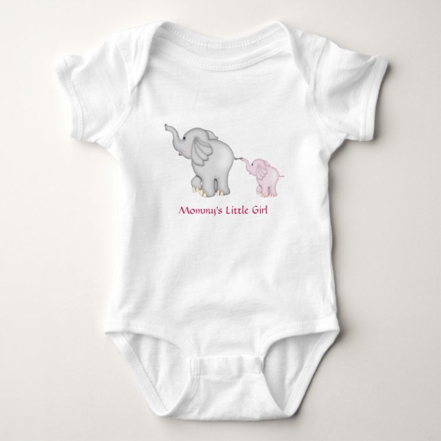 Mommy's Little Girl Elephant T-Shirt Baby Bodysuit (Front)