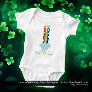 Mommy's Little Lucky Charm Rainbow 4-Leaf Clover Baby Bodysuit