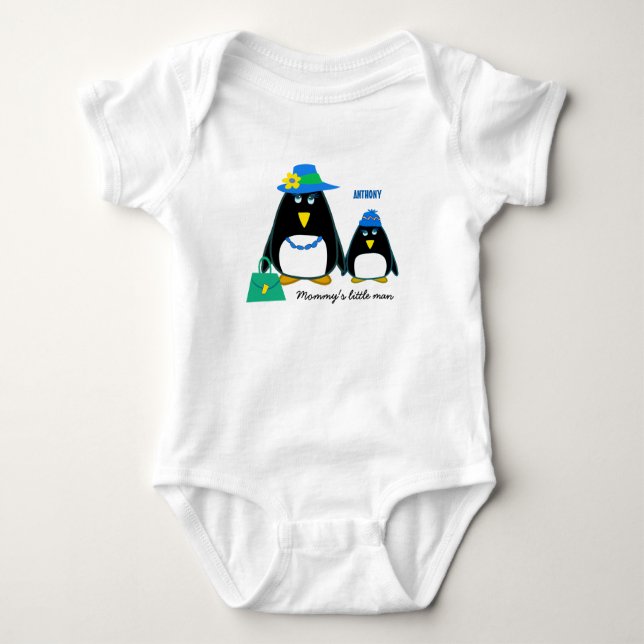 Mommy's Little Man. Little Penguin Baby Bodysuits (Front)