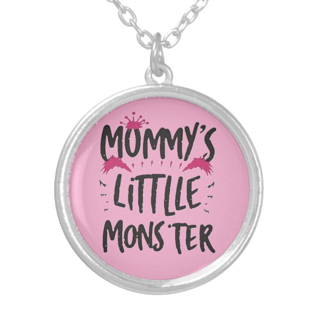 Mommy's Little Monster Silver Plated Necklace (Front)