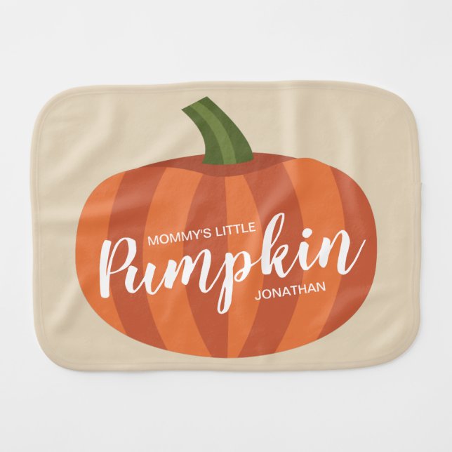 Mommy's Little Pumpkin Fall Autumn Baby Burp Cloth (Front Horizontal)