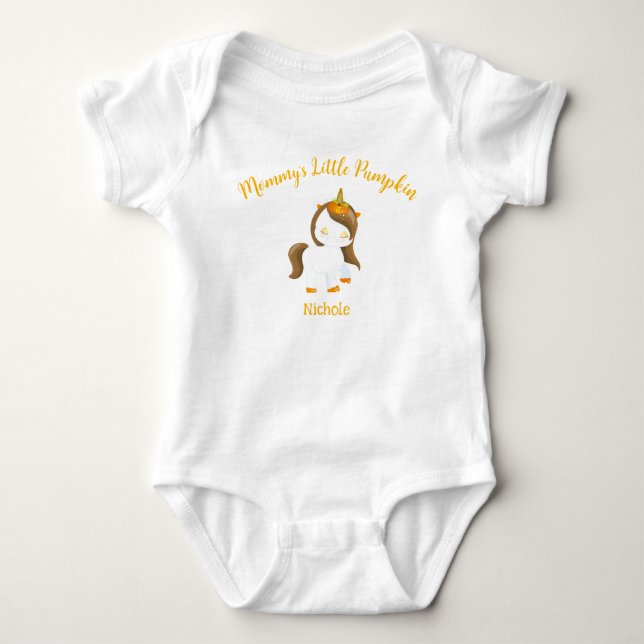 Mommy's Little Pumpkin Unicorn Baby Bodysuit (Front)