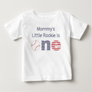 Mommy's Little Rookie, 1st Birthday Party I Am One Baby T-Shirt