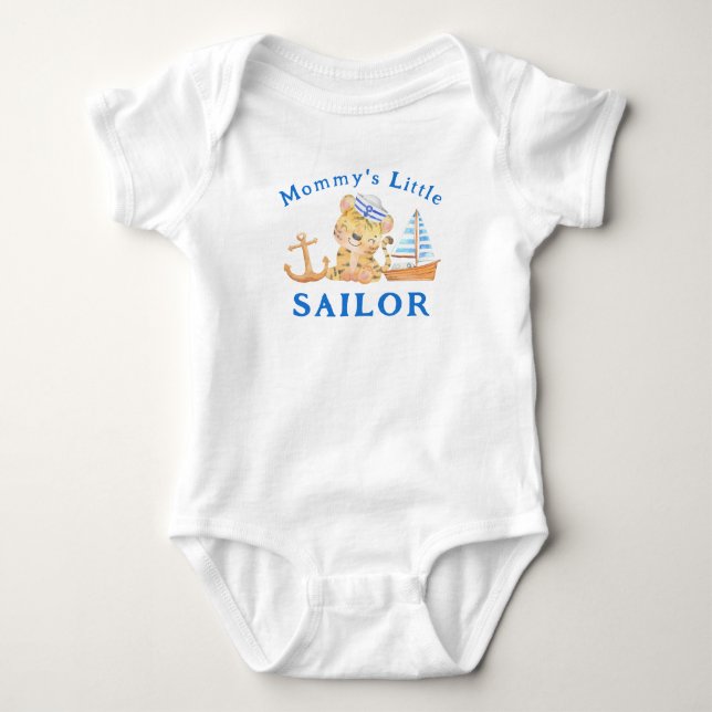 Mommy's little sailor nautical marine baby tiger bodysuit (Front)