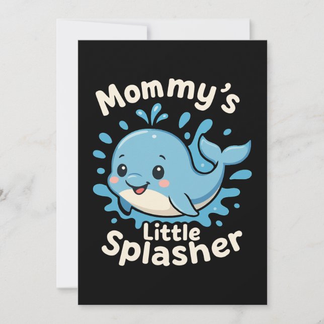 Mommy's Little Splasher Cute Baby Whale Invitation (Front)