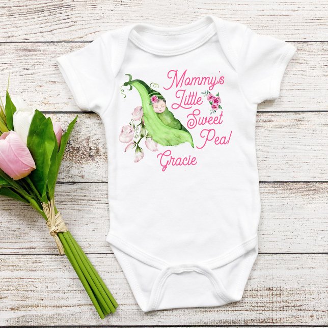 Mommy's Little Sweet Pea Baby T-Shirt or Creeper (Mommy's Little Sweet Pea Watercolor Peapod Baby One Piece)