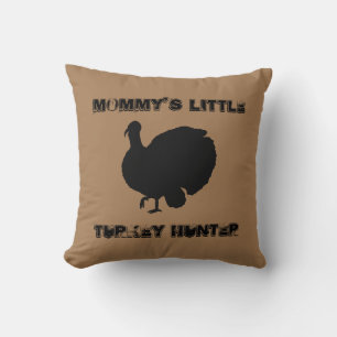 Mommy's Little Turkey Hunter with Turkey Throw Pillow