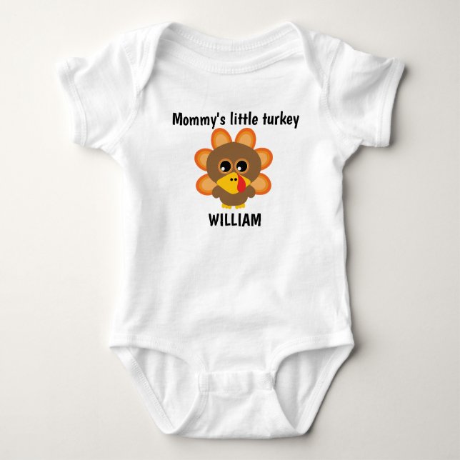 🦃 Mommy's little turkey with any name Baby Bodysuit (Front)