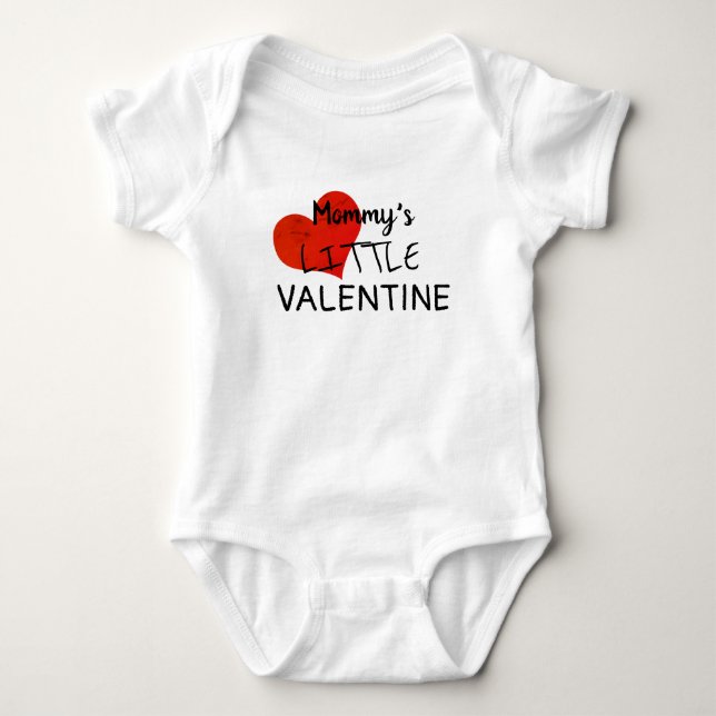 Mommy's Little Valentine Baby Boys' Valentines Day Baby Bodysuit (Front)