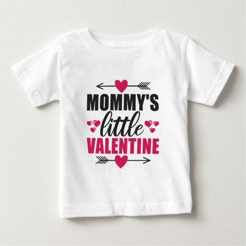 Mommys Little Valentine Hearts Modern Typography Baby T_Shirt