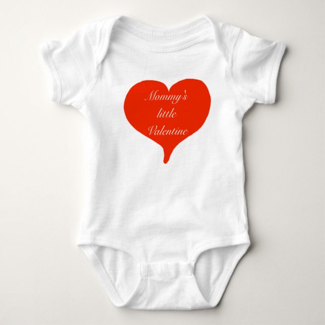 Mommy's Little Valentine Red Heart Baby Bodysuit (Front)