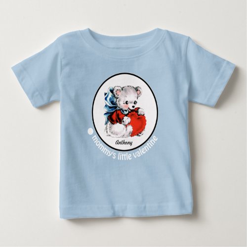 Mommys Little Valentine Vintage Teddy Bear Baby T_Shirt
