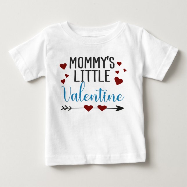 "Mommy's little Valentine" with hearts and arrow Baby T-Shirt (Front)